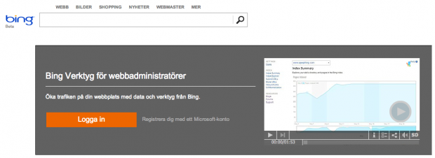 Logga in på Bing Webmaster Tools