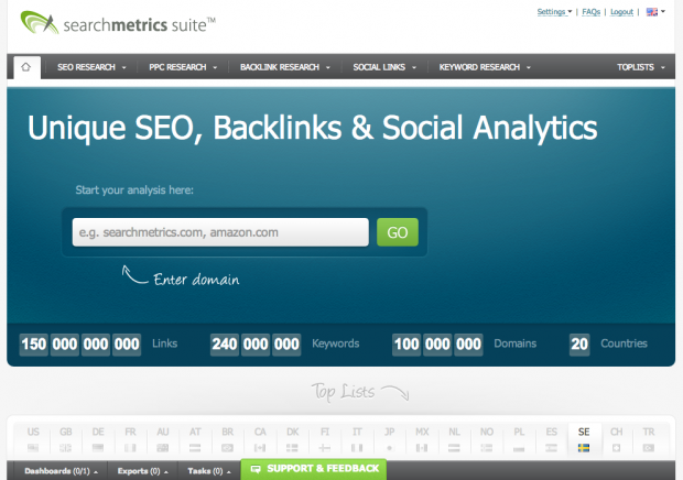 SearchMetrics gratis SEO-verktyg