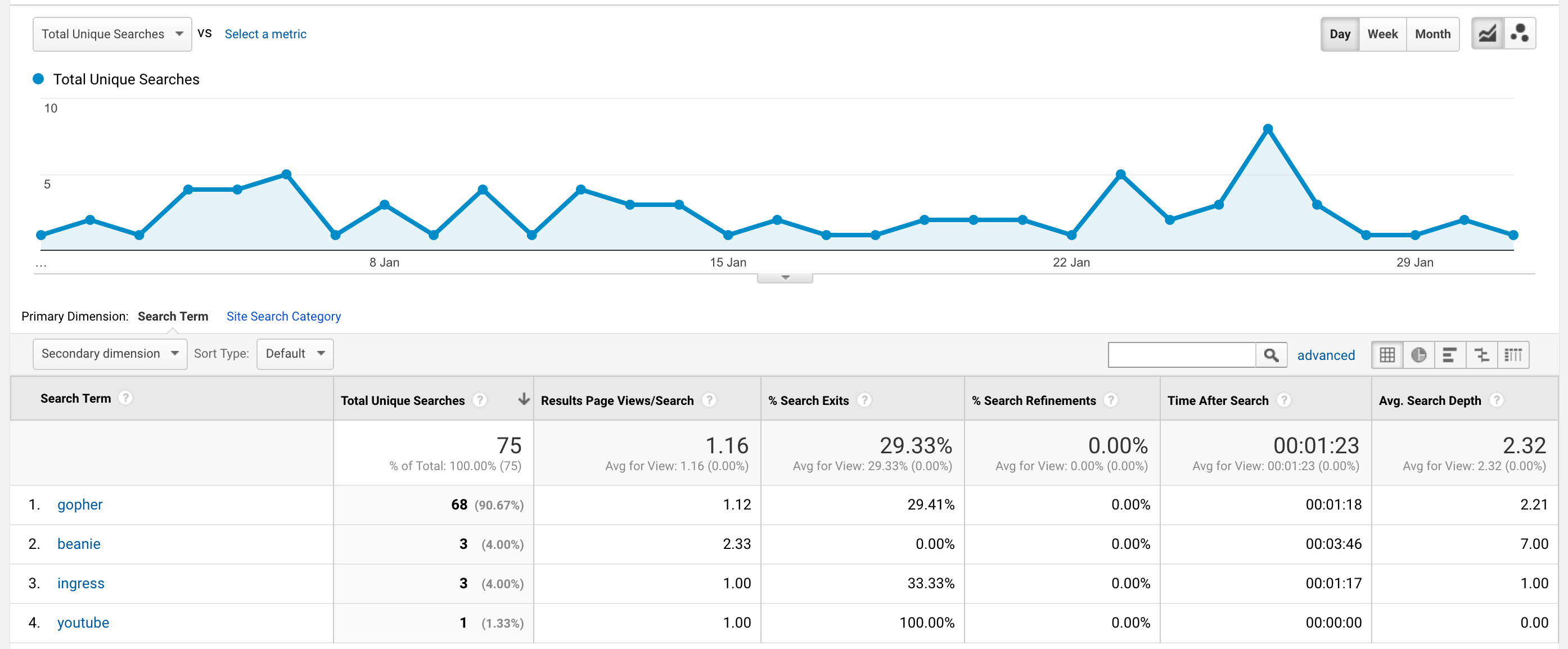 Google Analytics Site Search