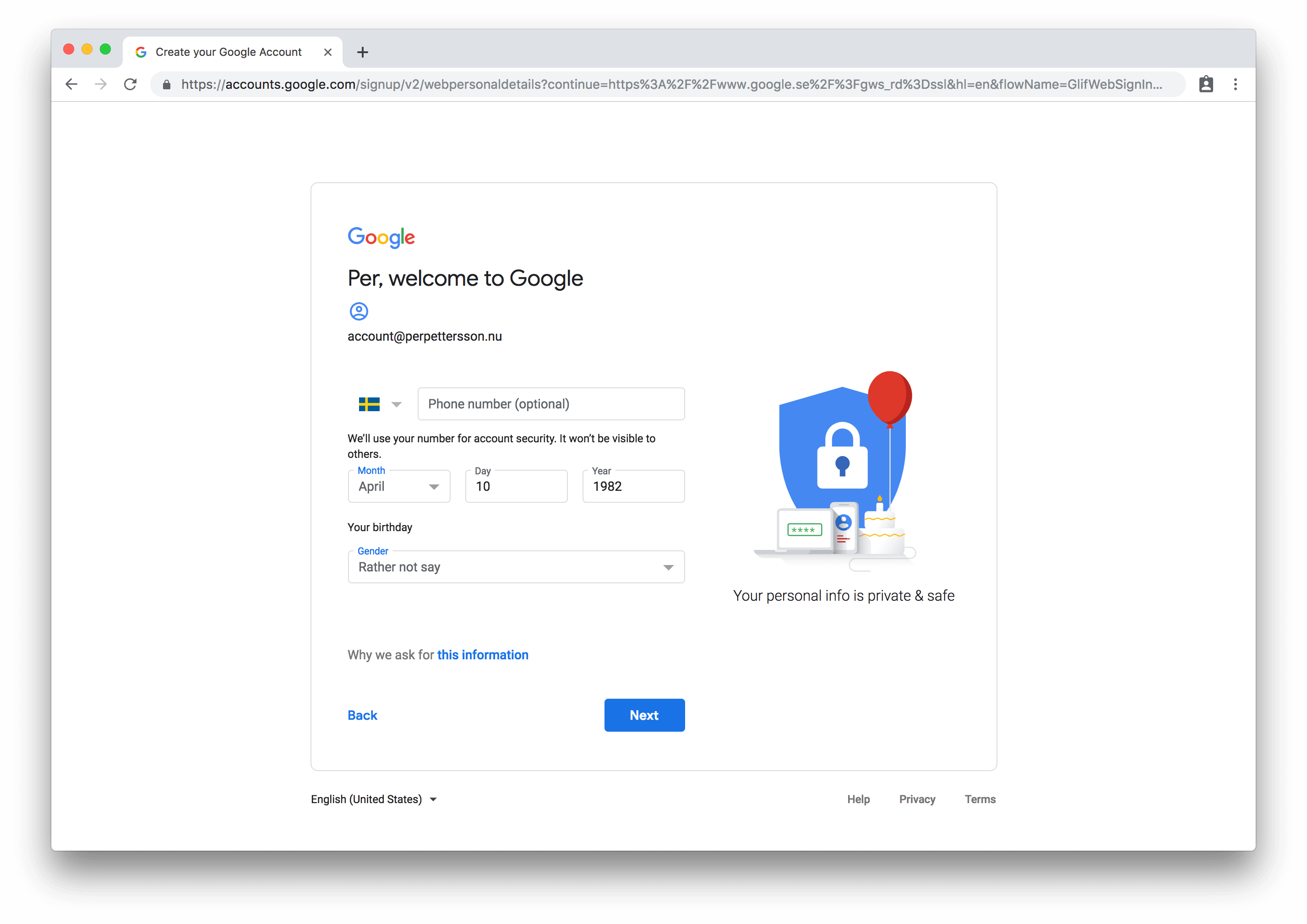 Google vill veta din ålder när kontot skapas